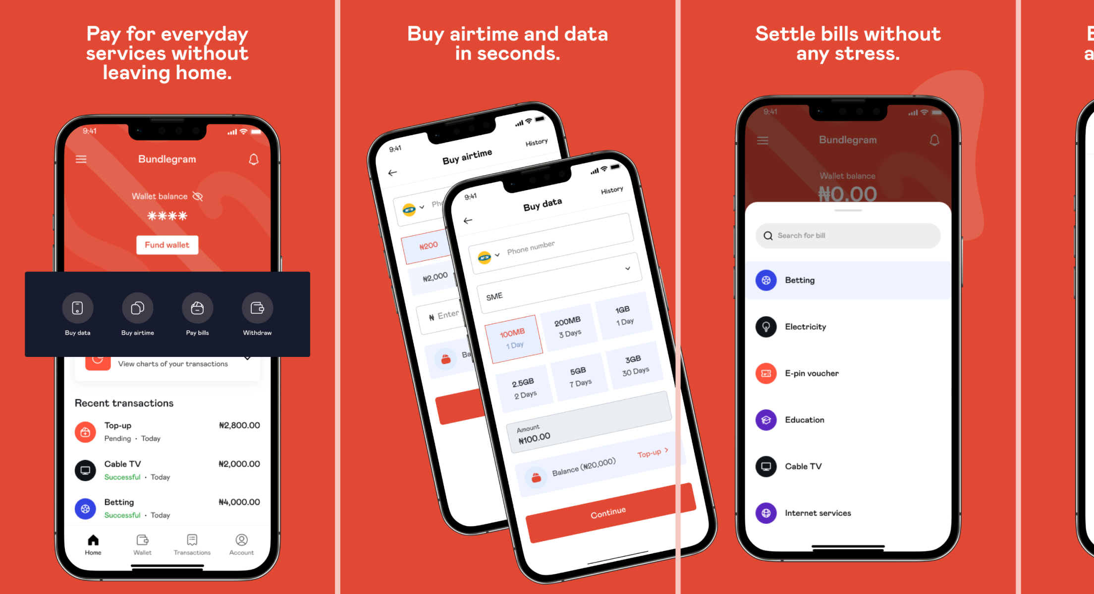 Bundlegram App Store and Google Play Store Screenshots