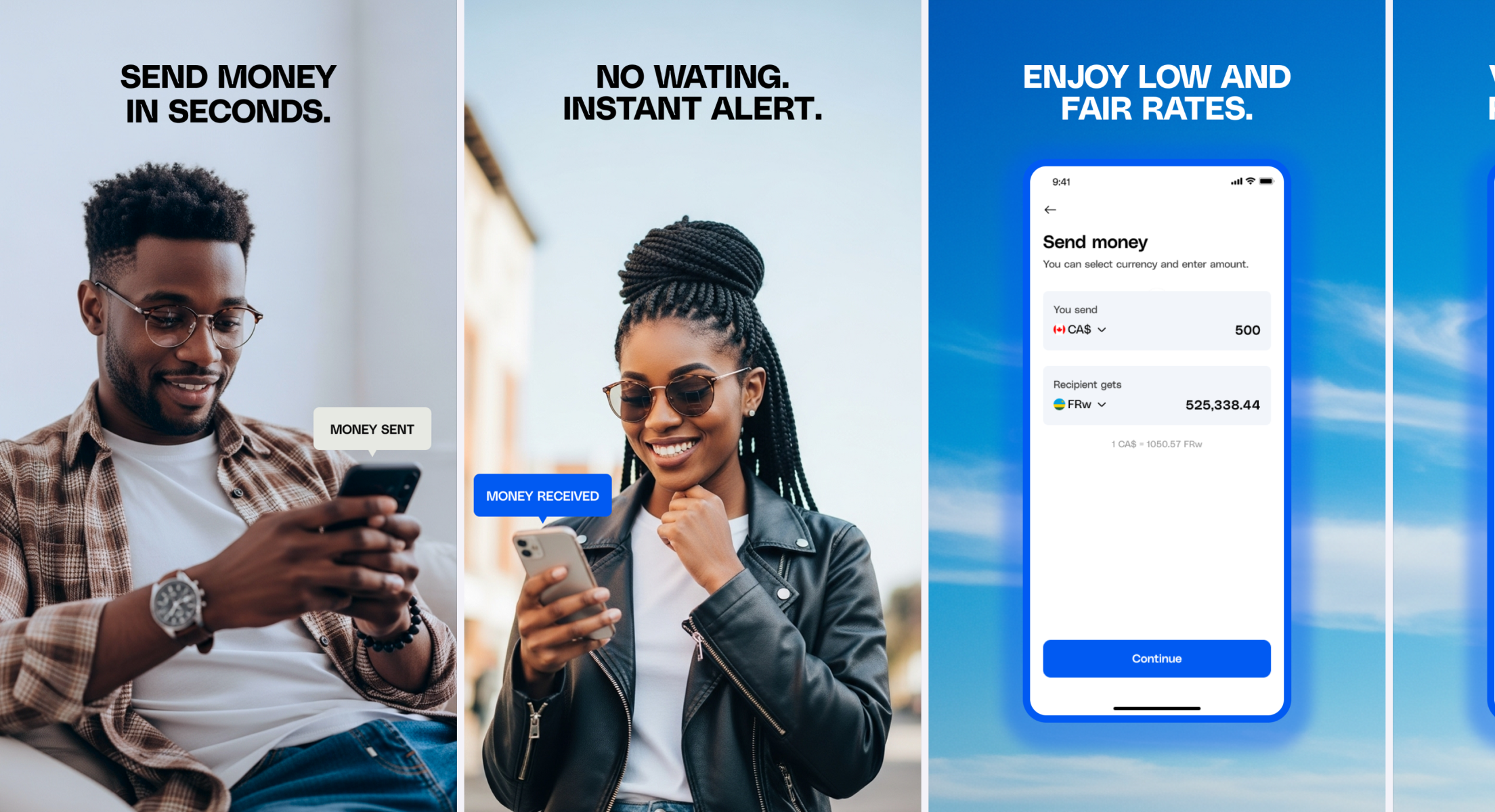Kiza Transfert App Store and Google Play Store Screenshots