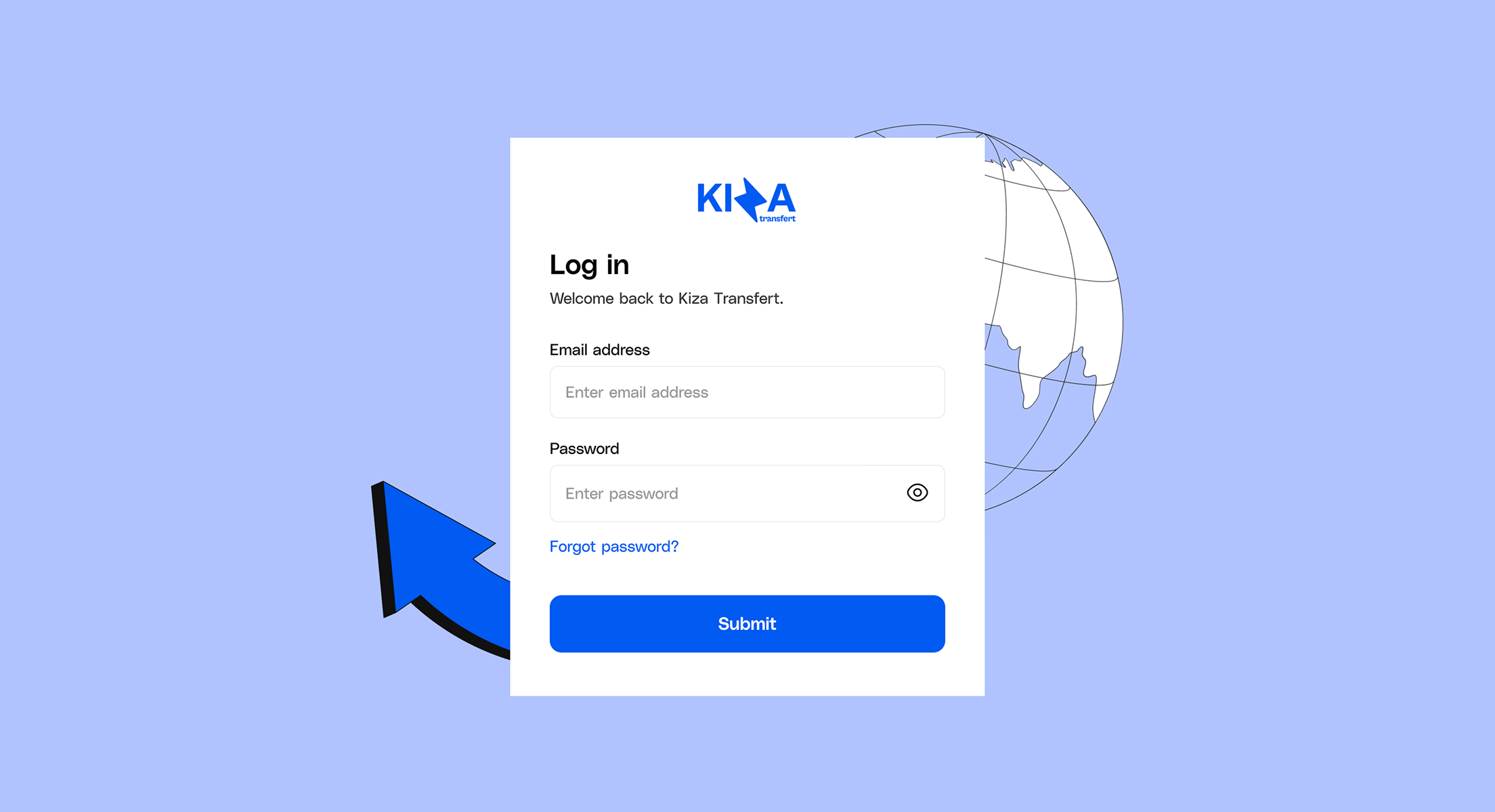 Kiza Transfert Admin Dashboard Login
